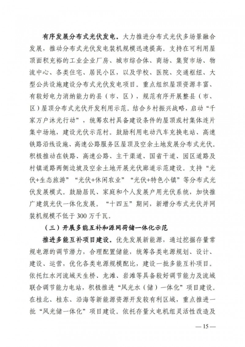 廣西&ldquo;十四五&rdquo;規(guī)劃：大力發(fā)展光伏發(fā)電，到2025年新增光伏裝機(jī)15GW！